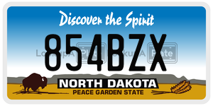 854BZX  license plate in ND