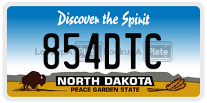 854DTC  license plate in ND