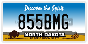 855BMG license plate in North Dakota