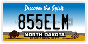 855ELM  license plate in ND
