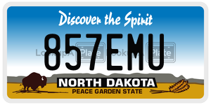 857EMU  license plate in ND