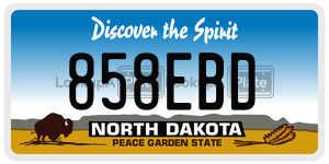 858EBD  license plate in ND