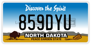 859DYU license plate in North Dakota