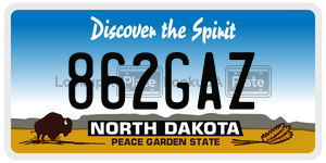 862GAZ  license plate in ND