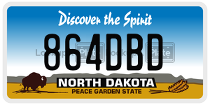 864DBD  license plate in ND