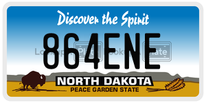 864ENE  license plate in ND