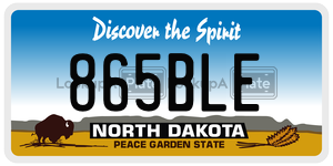865BLE  license plate in ND