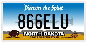 866ELU license plate in North Dakota