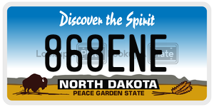868ENE  license plate in ND