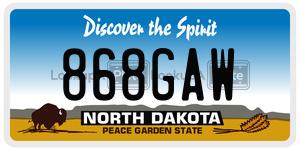 868GAW  license plate in ND