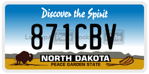 871CBV license plate in North Dakota