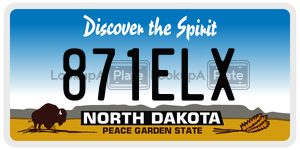 871ELX license plate in North Dakota