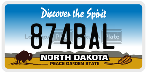 874BAL  license plate in ND