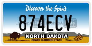 874ECV  license plate in ND