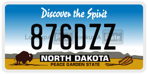 876DZZ  license plate in ND