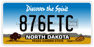 876ETC  license plate in ND