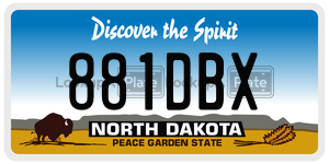 881DBX  license plate in ND