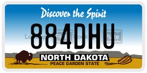 884DHU  license plate in ND