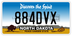 884DVX  license plate in ND