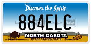 884ELC  license plate in ND