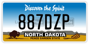 887DZP  license plate in ND