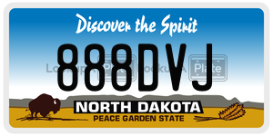 888DVJ  license plate in ND