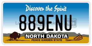 889ENU license plate in North Dakota