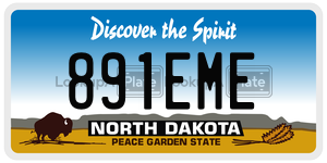 891EME  license plate in ND