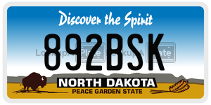 892BSK license plate in North Dakota