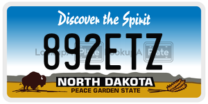 892ETZ  license plate in ND