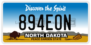 894EON  license plate in ND
