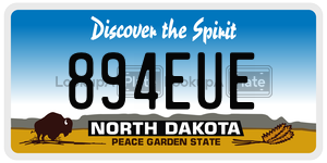 894EUE  license plate in ND
