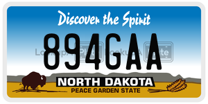 894GAA  license plate in ND