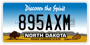 895AXM license plate in North Dakota