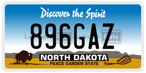 896GAZ  license plate in ND