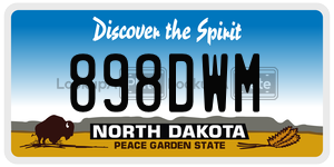 898DWM  license plate in ND