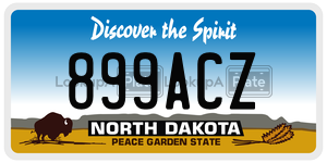 899ACZ  license plate in ND