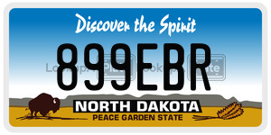 899EBR  license plate in ND