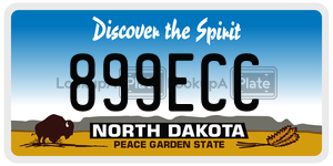 899ECC license plate in North Dakota