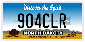 904CLR  license plate in ND