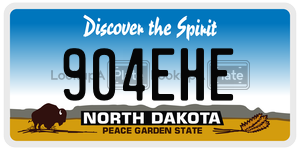 904EHE  license plate in ND