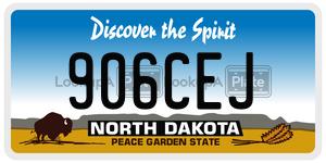906CEJ  license plate in ND