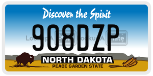 908DZP  license plate in ND