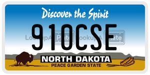 910CSE license plate in North Dakota