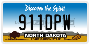 911DPW  license plate in ND