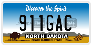 911GAC  license plate in ND