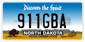 911GBA  license plate in ND