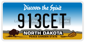 913CET  license plate in ND