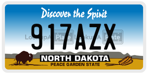 917AZX  license plate in ND