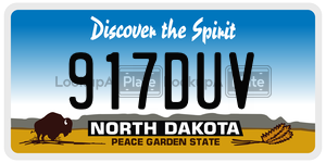 917DUV license plate in North Dakota